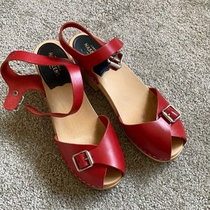 Red Swedish Hasbeen sandals